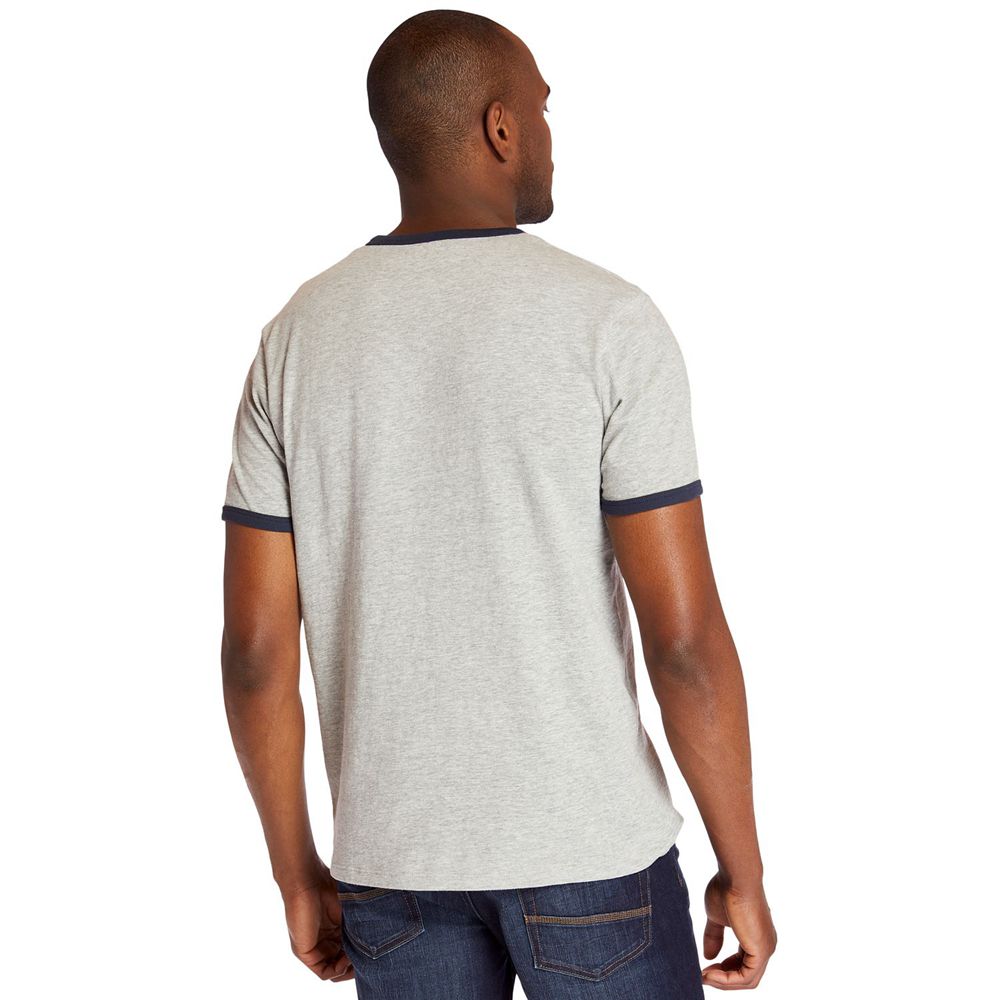 Timberland Mens T-Shirts Tree Logo Ringer - Grey - India FT1632584